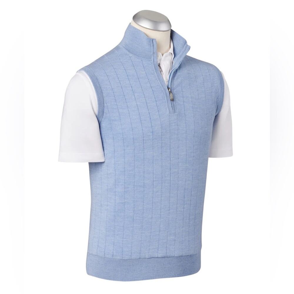 Bobby Jones Signature Marino Wool Quarter-Zip Mock Neck Vest Size L